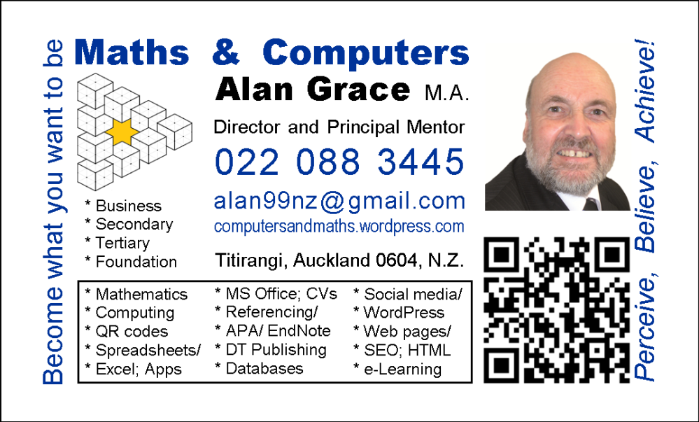 Business card Alan Grace Maths73Border